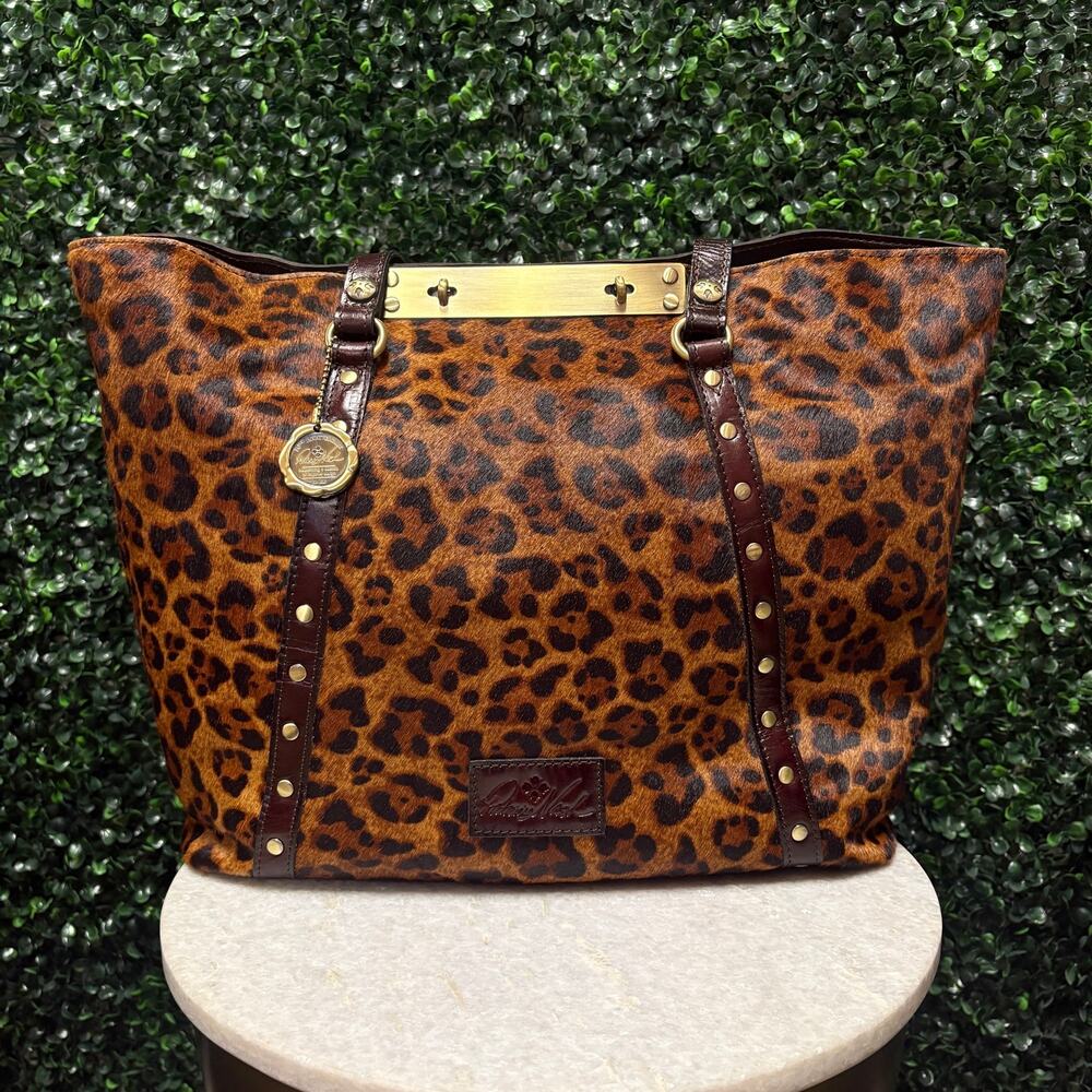 NWT Patricia Nash Leopard Calf hair large tote